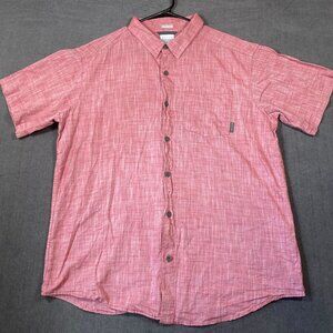 Columbia Pink Short-Sleeve Button-Up Shirt Regular Fit Chest Pocket Mens Size L